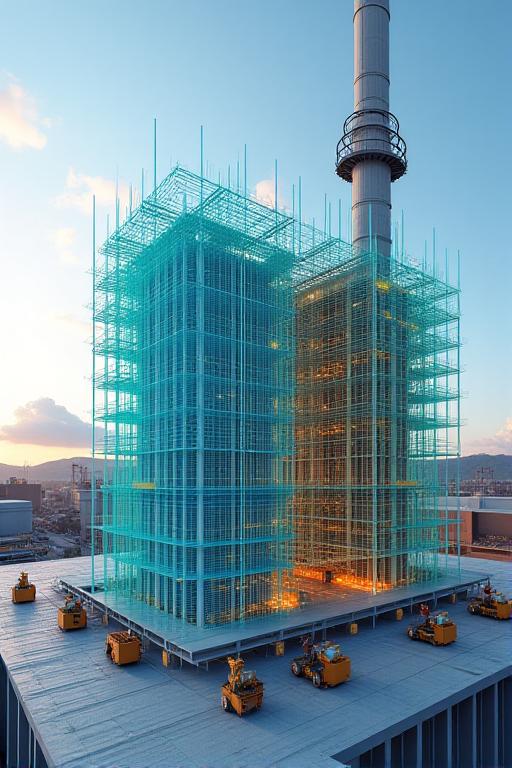 BIM 모델링을 보여주는 스마트 건설 이미지